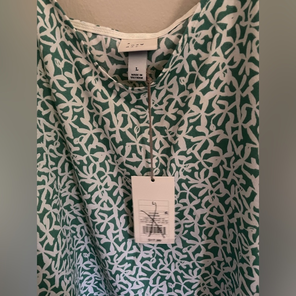 Green and white Target top
